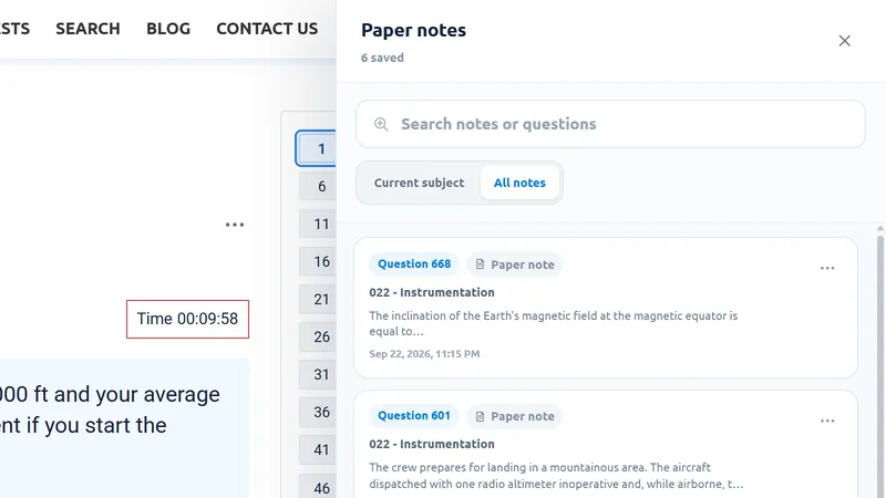 Paper notes library listing saved notes for Instrumentation questions.