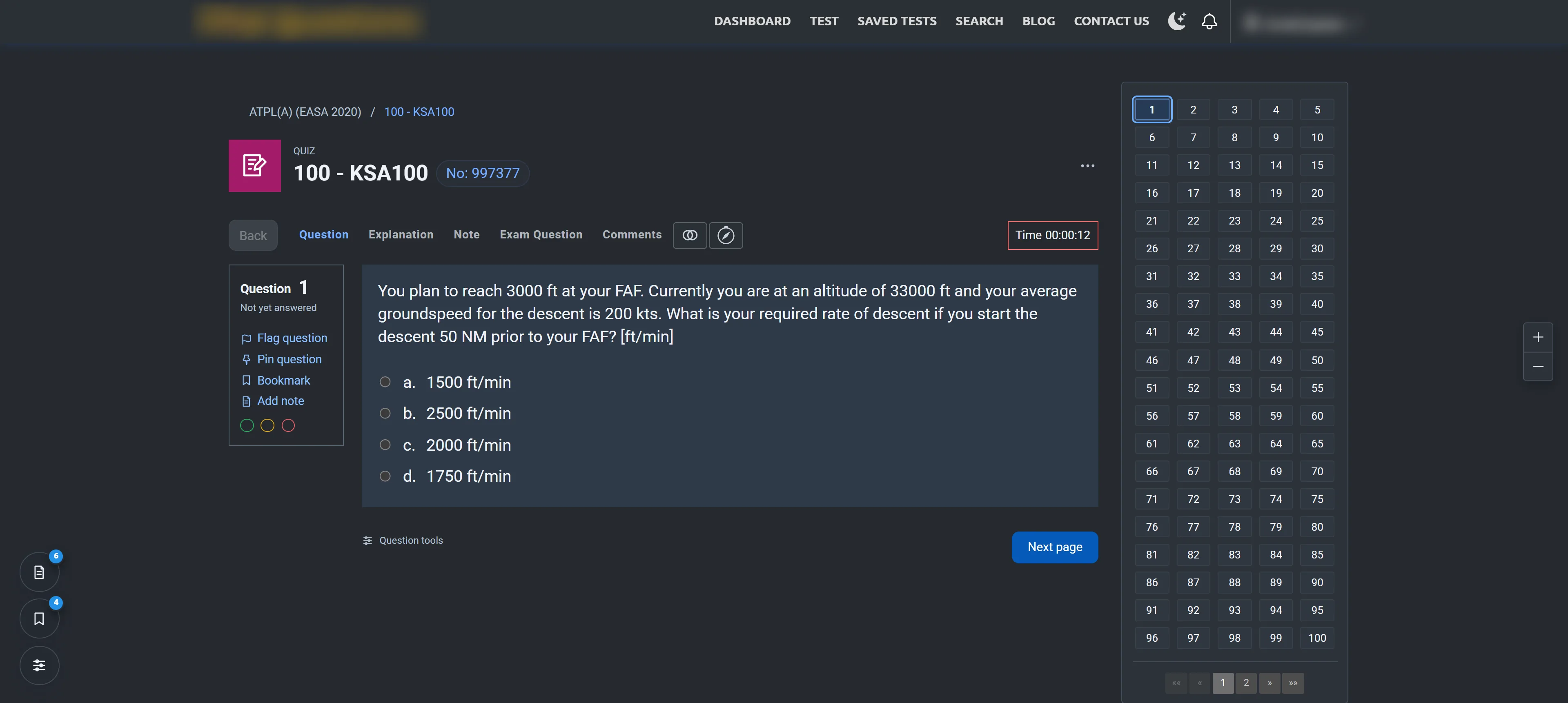 Dark theme of the same exam screen.